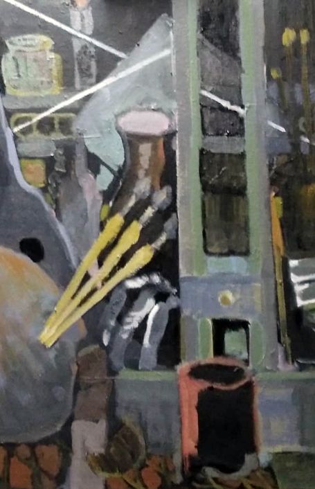 Artist Easel, Palette and Brushes