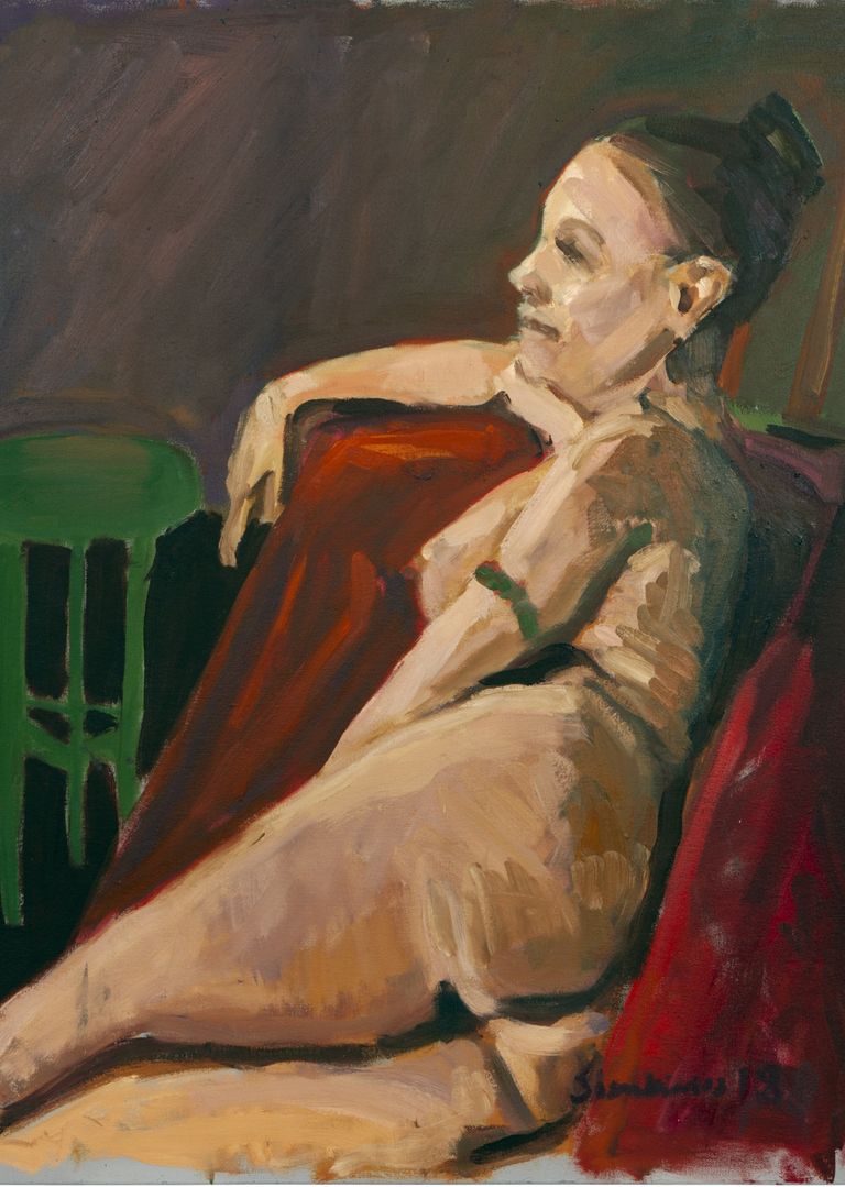 Oil Painting by Marek Sienkiewicz. Cheryl oil on canvas 80 x 65 cm 2018 Painted from life Havering-atte-Bower studio.