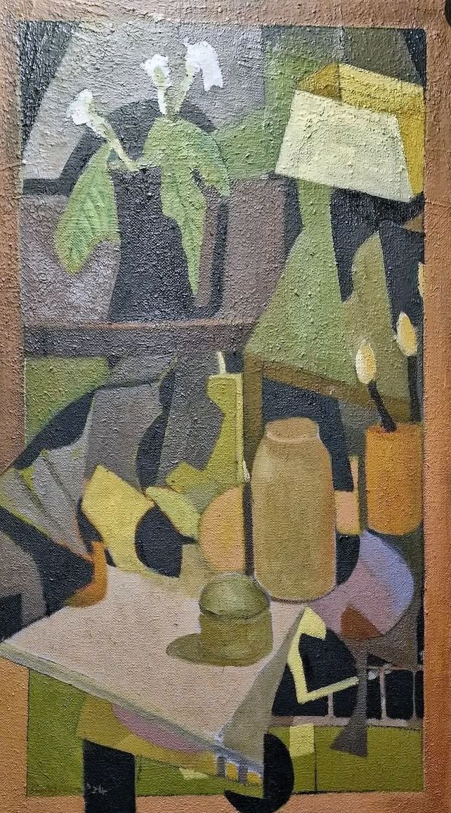 Oil Painting by Artist Marek Sienkiewicz . Oil on Canvas . Interior with Goldfish Bowl