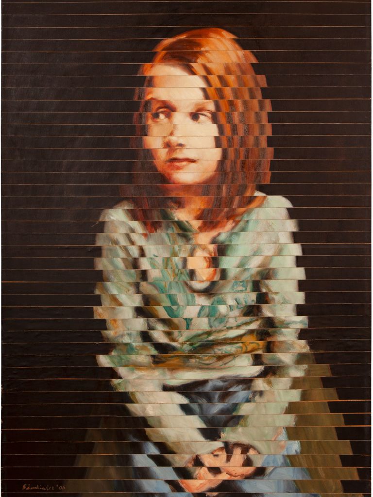 Oil Painting by Marek Sienkiewicz. Girl in a Green Top c 2006 Oil on canvas laid on board 118 x 86.5 cm