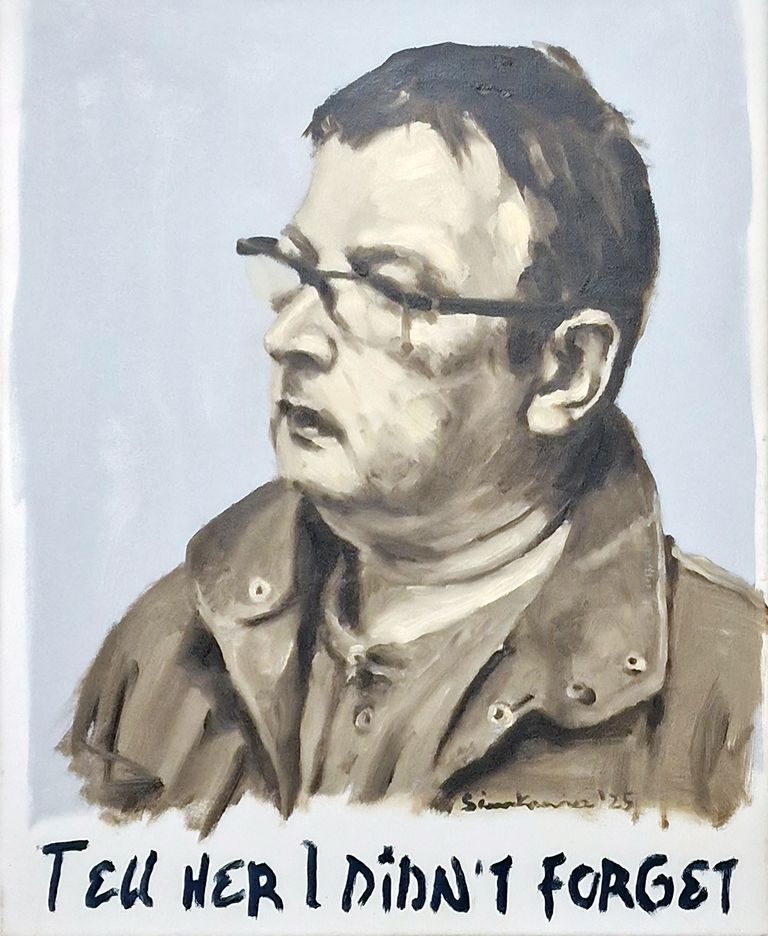 Abstract Oil Painting by Artist Marek Sienkiewicz . Oil on Canvas . Palette, Jug, Table Lamp & Shade