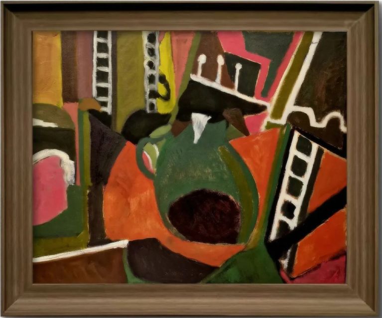 Oil Painting by Artist Marek Sienkiewicz . Oil on Canvas . Interior with Goldfish Bowl