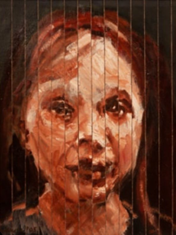 Oil Painting by Marek Sienkiewicz. Portrait of a Young Girl c 2005 Oil on canvas laid on Board 60 x 40 cm